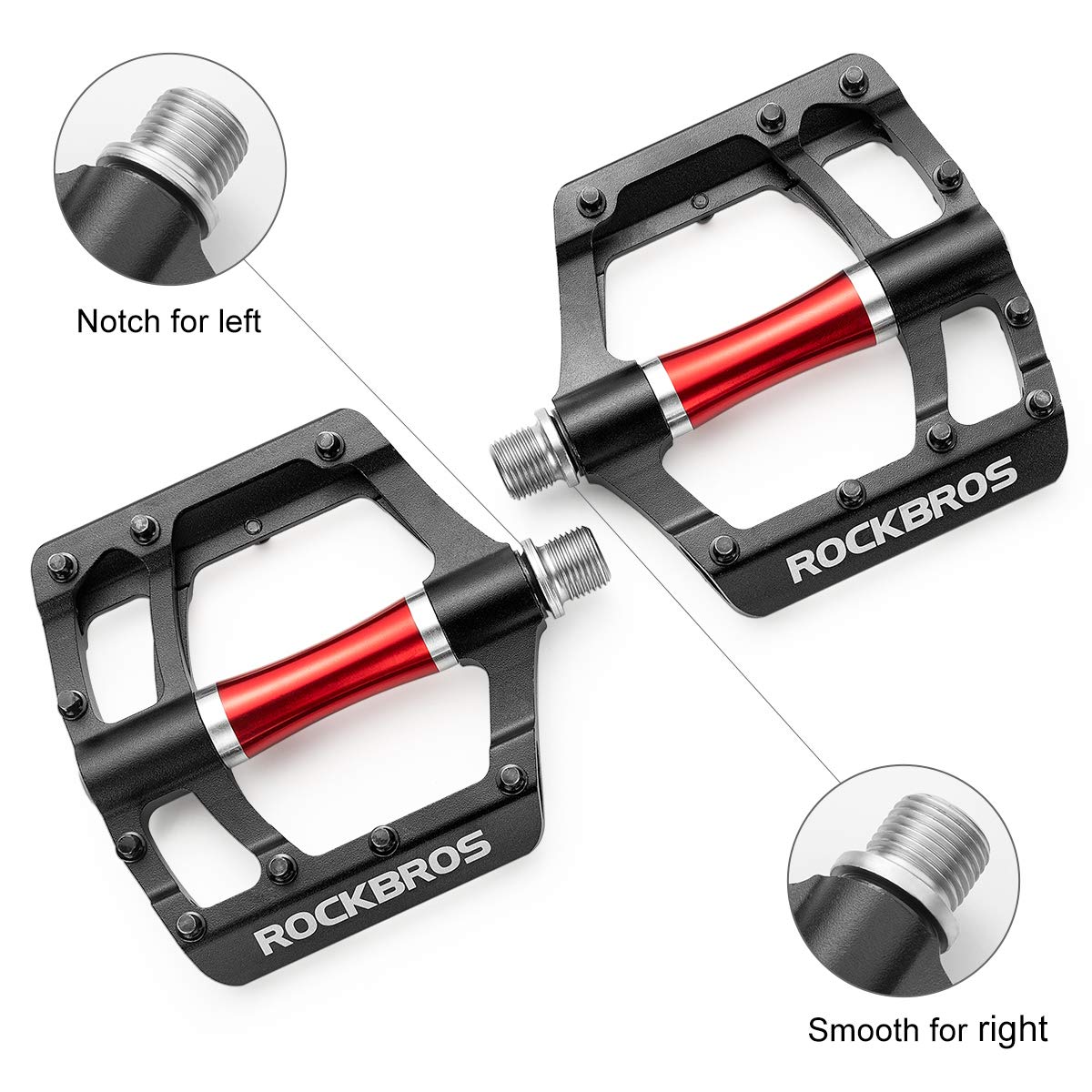 ROCKBROS MTB Pedals Platform Bike Pedal Aluminum 9/16" Bicycle Pedal Non-Slip Lightweight Flat Pedals for BMX Road Mountain Bikes - ROCKBROS