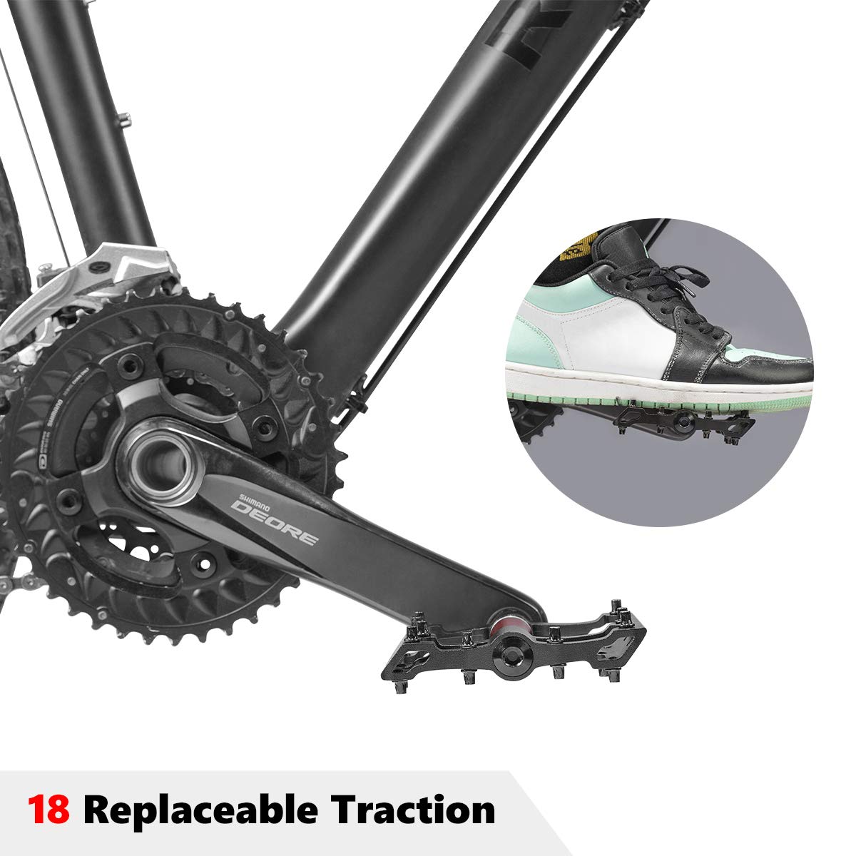 ROCKBROS MTB Pedals Platform Bike Pedal Aluminum 9/16" Bicycle Pedal Non-Slip Lightweight Flat Pedals for BMX Road Mountain Bikes - ROCKBROS