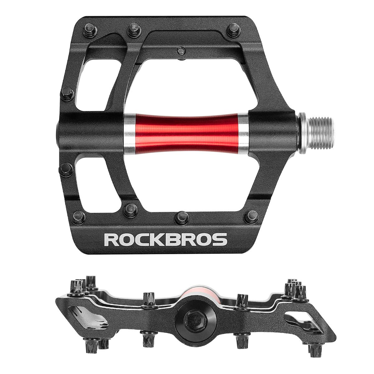 ROCKBROS MTB Pedals Platform Bike Pedal Aluminum 9/16" Bicycle Pedal Non-Slip Lightweight Flat Pedals for BMX Road Mountain Bikes - ROCKBROS
