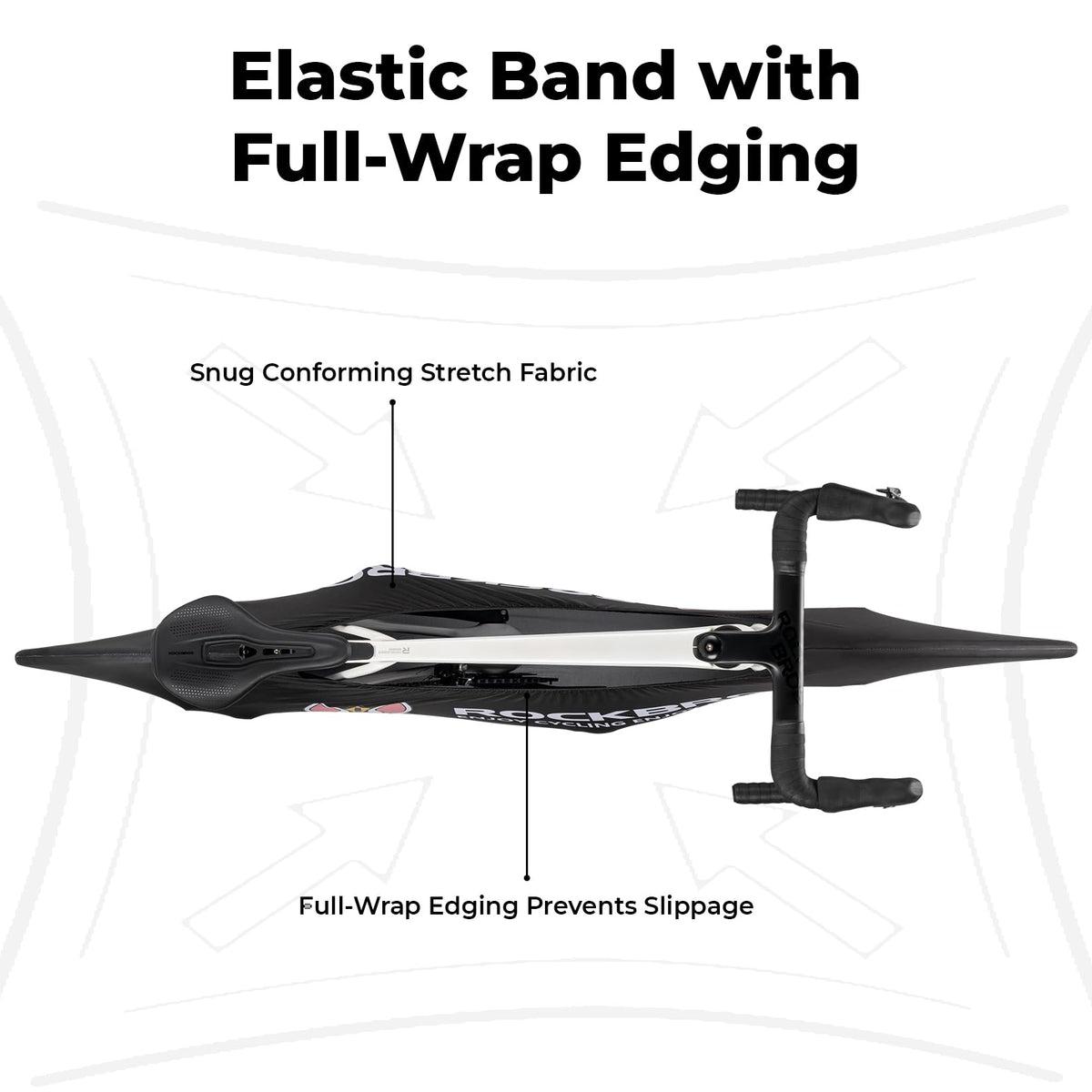 Elastic band with full-wrap edging and snug conforming stretch fabric on a white background #Color_Black Rabbit