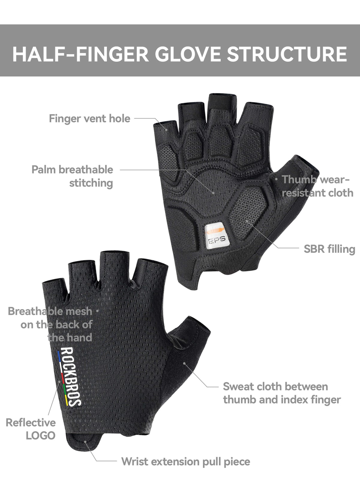 Guantes de ciclismo transpirables antideslizantes de medio dedo | ROAD TO SKY