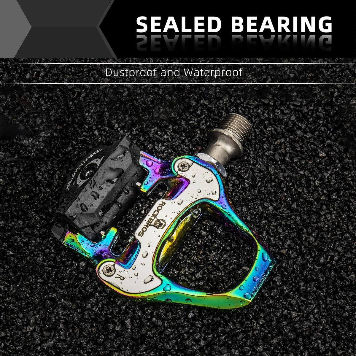 ROCKBROS Lightweight Clipless Pedals with Cleats Compatible with SPD-SL - ROCKBROS #color_Colorful-alloy body