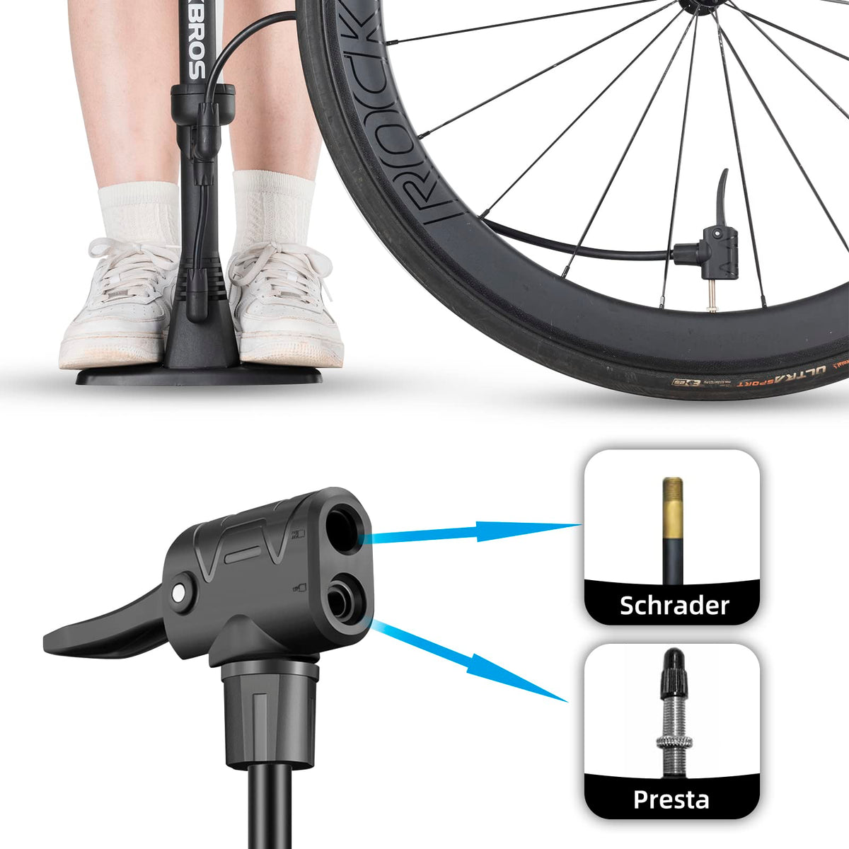 High-pressure 160 PSI bike air pump for road and mountain bikes