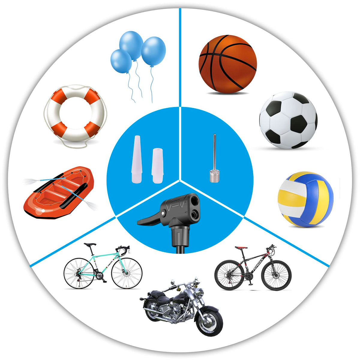 Bike floor pump inflating a bicycle tire with accurate pressure control