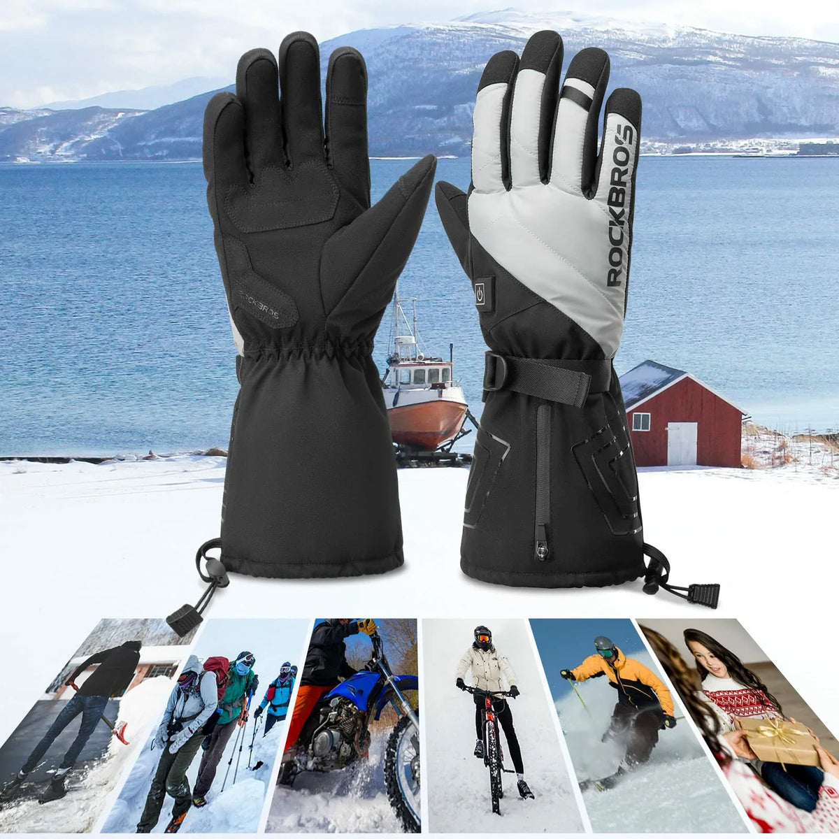 Composite fibre heating gloves for winter rides