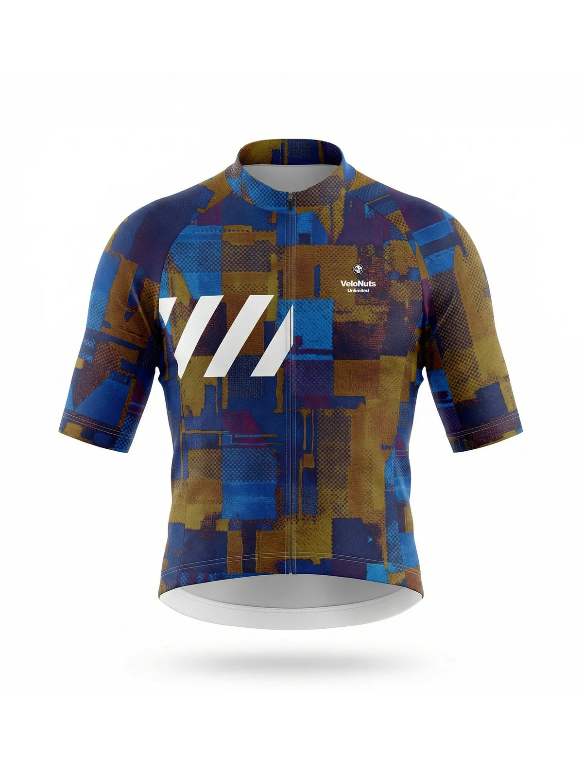 Men's Cycling Jersey Terrain Blocks#Type_Cobalt Rust Blocks