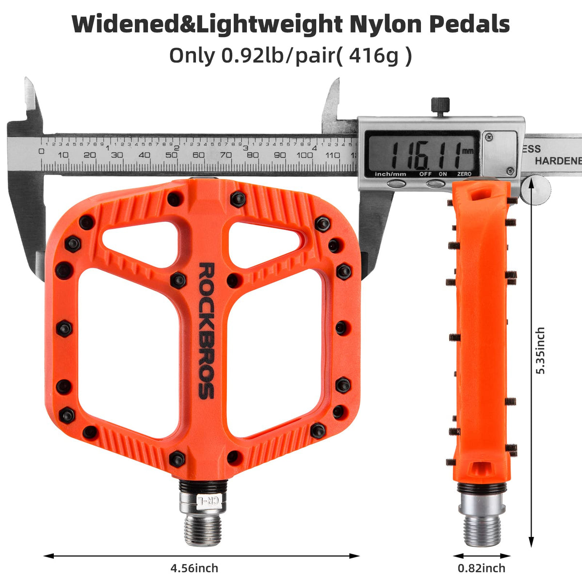 ROCKBROS Mountain Bike Pedals Nylon Composite Bearing 9/16" MTB Bicycle Pedals with Wide Flat Platform - ROCKBROS
