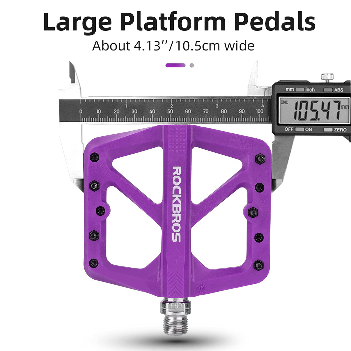 ROCKBROS Mountain Bike Pedals Lightweight Nylon DU Bearing 9/16" MTB Flat Bike Pedals - ROCKBROS