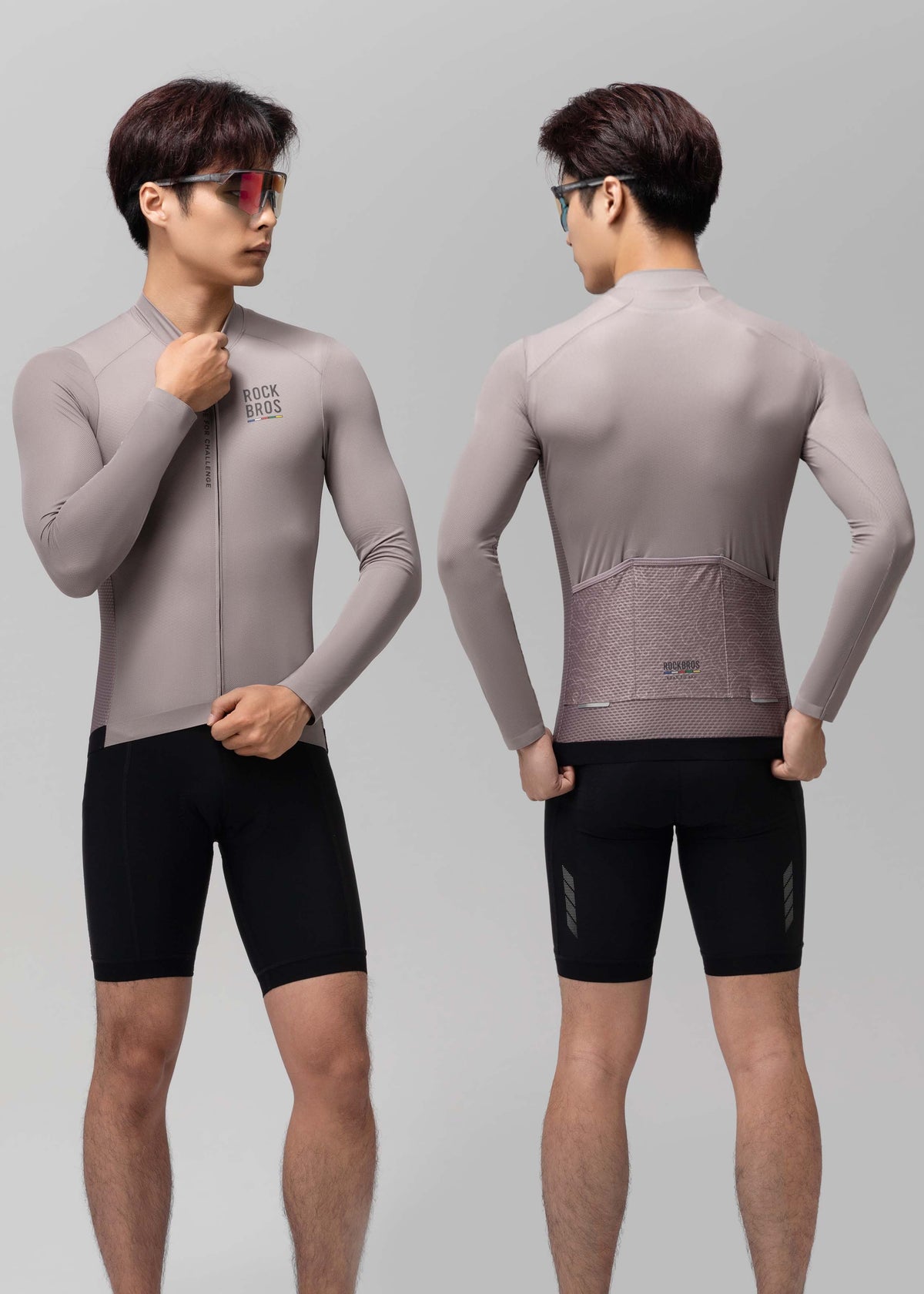 ROAD TO SKY Men's Cycling Long Sleeve Jersey ¢ò Gray