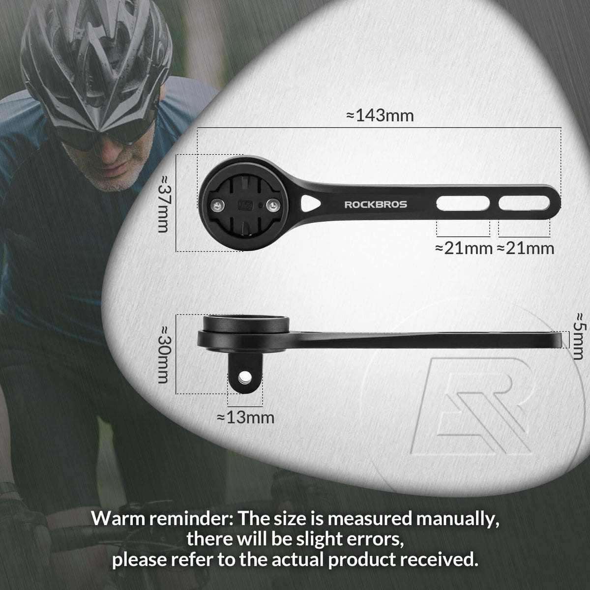 ROCKBROS Bicycle Computer Mount featuring compatibility with sport camera adapters, designed for durable and stable use on handlebars.