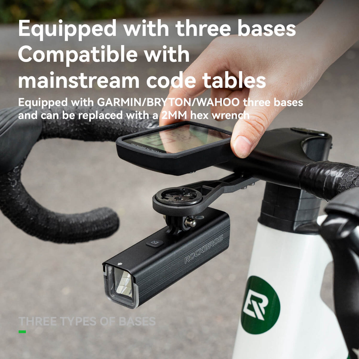 ROCKBROS Bicycle Computer Stand Handlebar Extension Bracket featuring versatile compatibility with bike computers and an integrated GoPro adapter for capturing cycling moments.