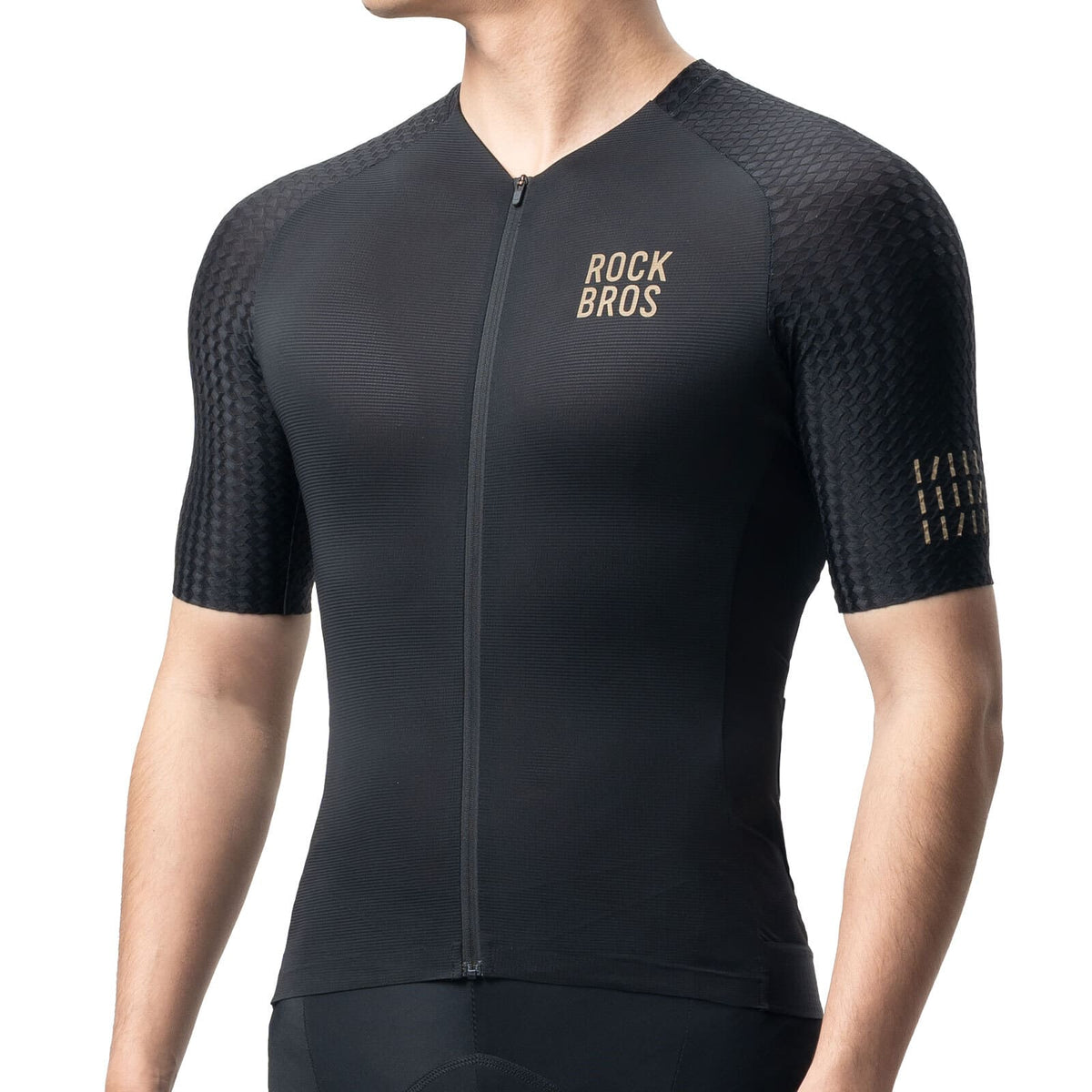 ROCKBROS Men’s Cycling Jersey – Diamond Pattern | Ride Hard, Stay Stylish! #Color_Black