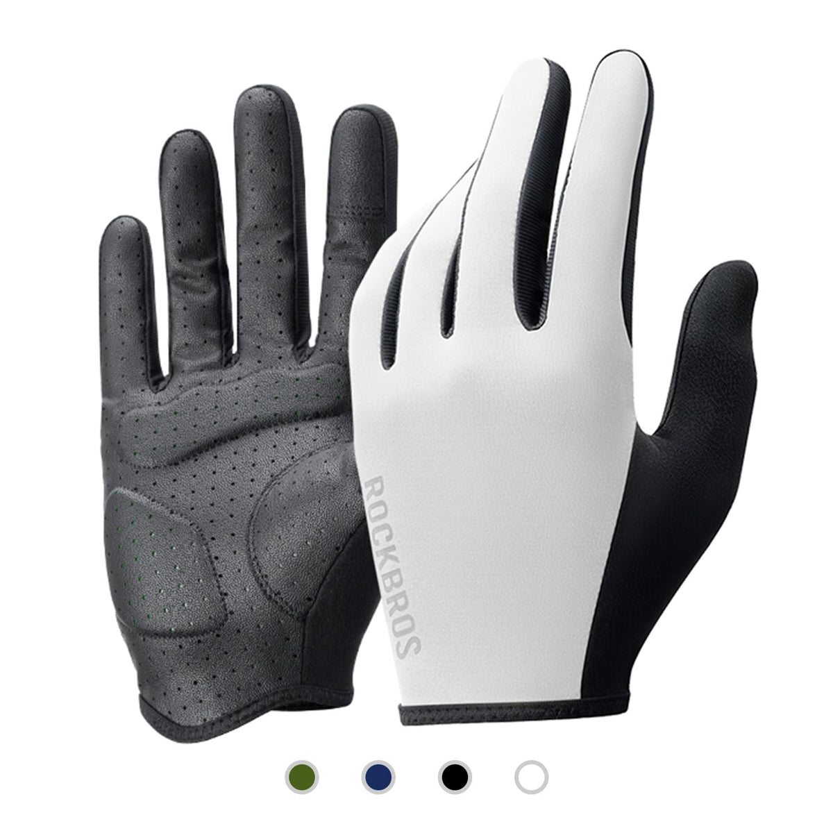 ROCKBROS Road-to-Sky Spring Summer Cycling Gloves Full Finger Touch Screen #Color_White