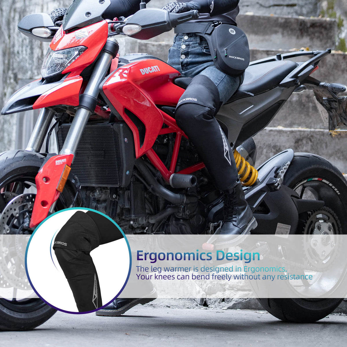 Rodilleras cortavientos de moto, cálidas y ajustables para invierno