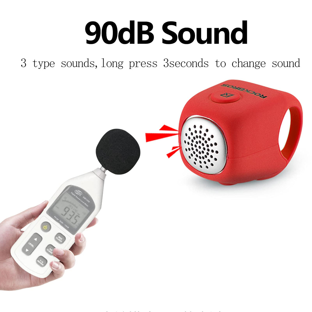 ROCKBROS Electric Bicycle Bells Loud Horn Ring Rainproof 3 Modes 90DB - ROCKBROS