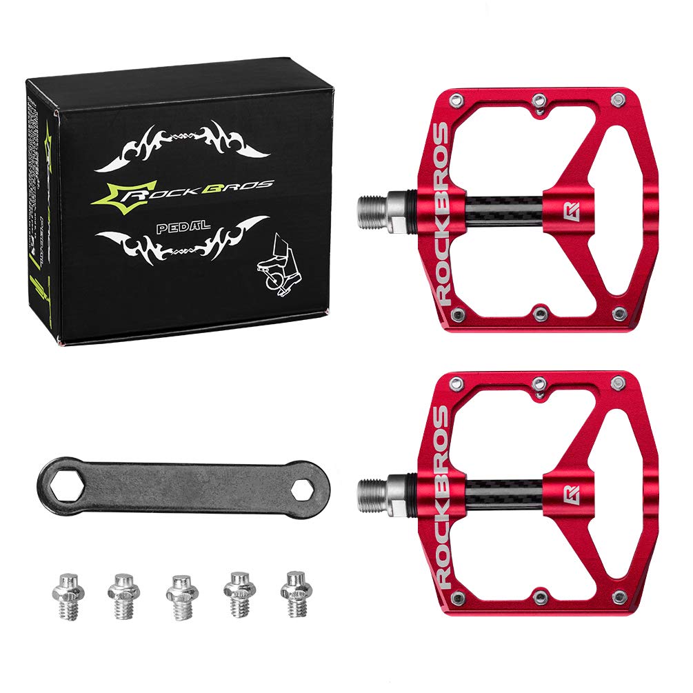 ROCKBROS Mountain MTB Bike Flat 9/16 Lightweight Carbon Fiber Sealed Bearing Pedals - ROCKBROS