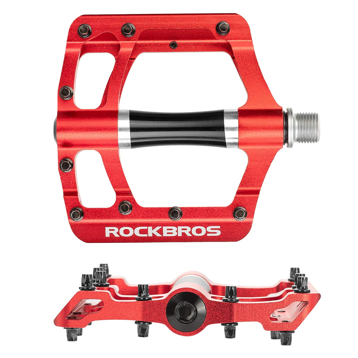 ROCKBROS MTB Pedals Platform Bike Pedal Aluminum 9/16" Bicycle Pedal Non-Slip Lightweight Flat Pedals for BMX Road Mountain Bikes - ROCKBROS