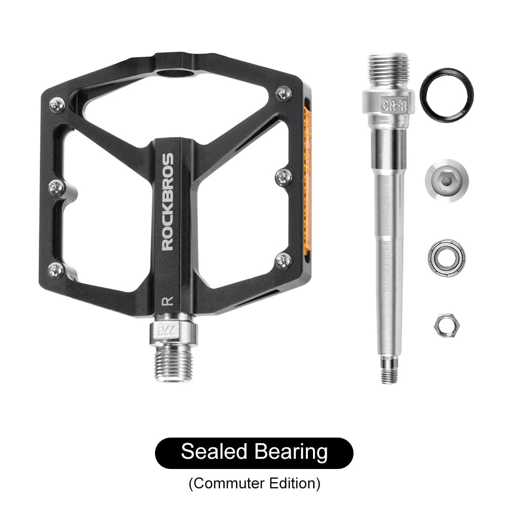ROCKBROS MTB Reflective Aluminum Pedals 9/16" Sealed Bearing Lightweight - ROCKBROS
