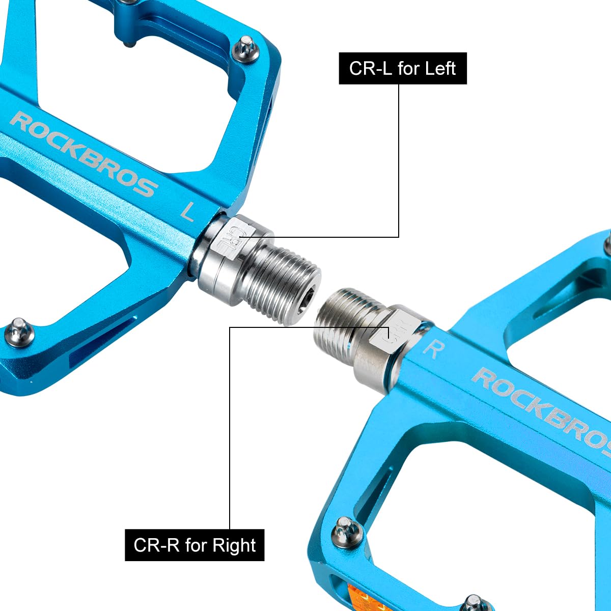 ROCKBROS MTB Reflective Aluminum Pedals 9/16" Sealed Bearing Lightweight - ROCKBROS