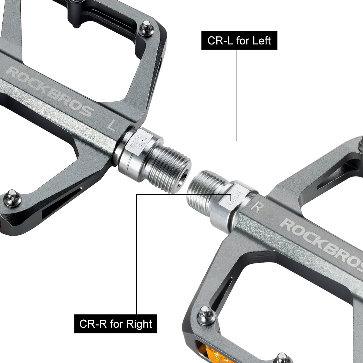 ROCKBROS MTB Reflective Aluminum Pedals 9/16" Sealed Bearing Lightweight - ROCKBROS