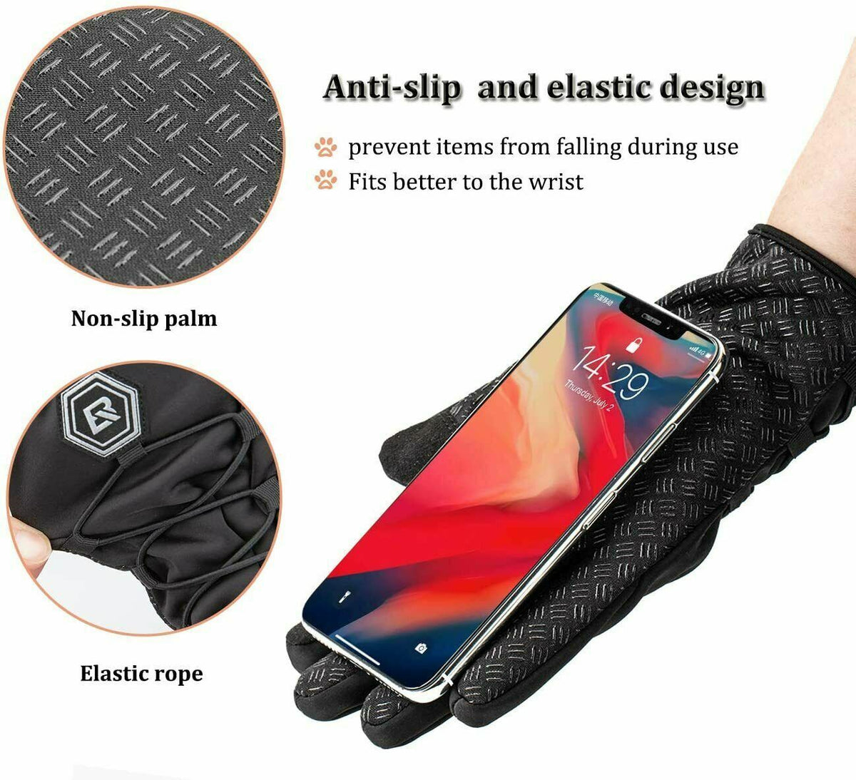 ROCKBROS Cycling Bike Gloves Winter Warm Mittens Touch Screen Windproof Waterproof - ROCKBROSUSA
