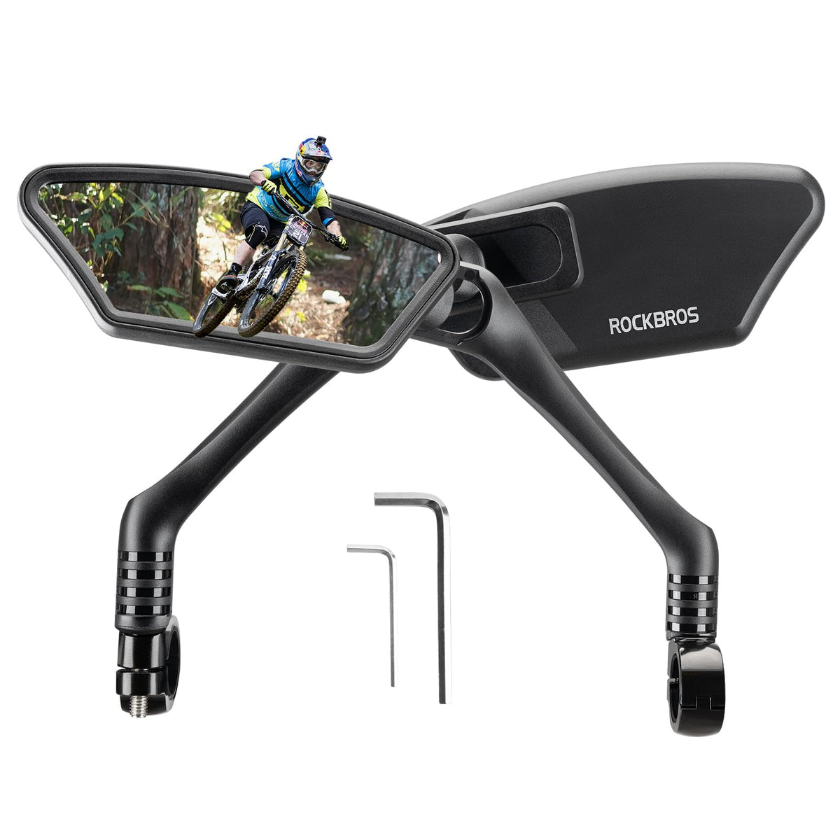 ROCKBROS HD Blast-Resistant Bike Mirror Adjustable Handlebar Mount 21-26mm - ROCKBROS