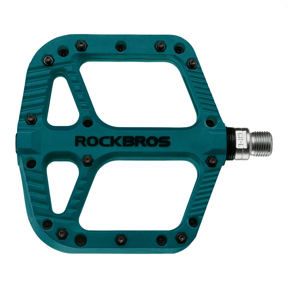 ROCKBROS Mountain Bike Pedals Nylon Composite Bearing 9/16" MTB Bicycle Pedals with Wide Flat Platform - ROCKBROS