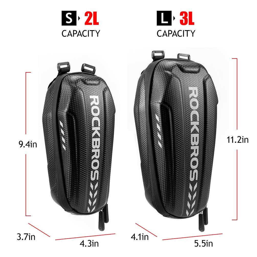 ROCKBROS Bolsa de almacenamiento para patinete impermeable, de EVA, de carcasa dura, para manillar de patinetes y bicicletas plegables