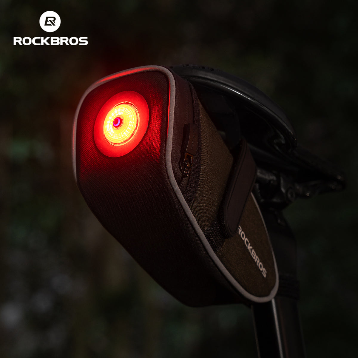 Red light emitting device with 'RockBros' branding on a dark. #color_Strap Versionbackground