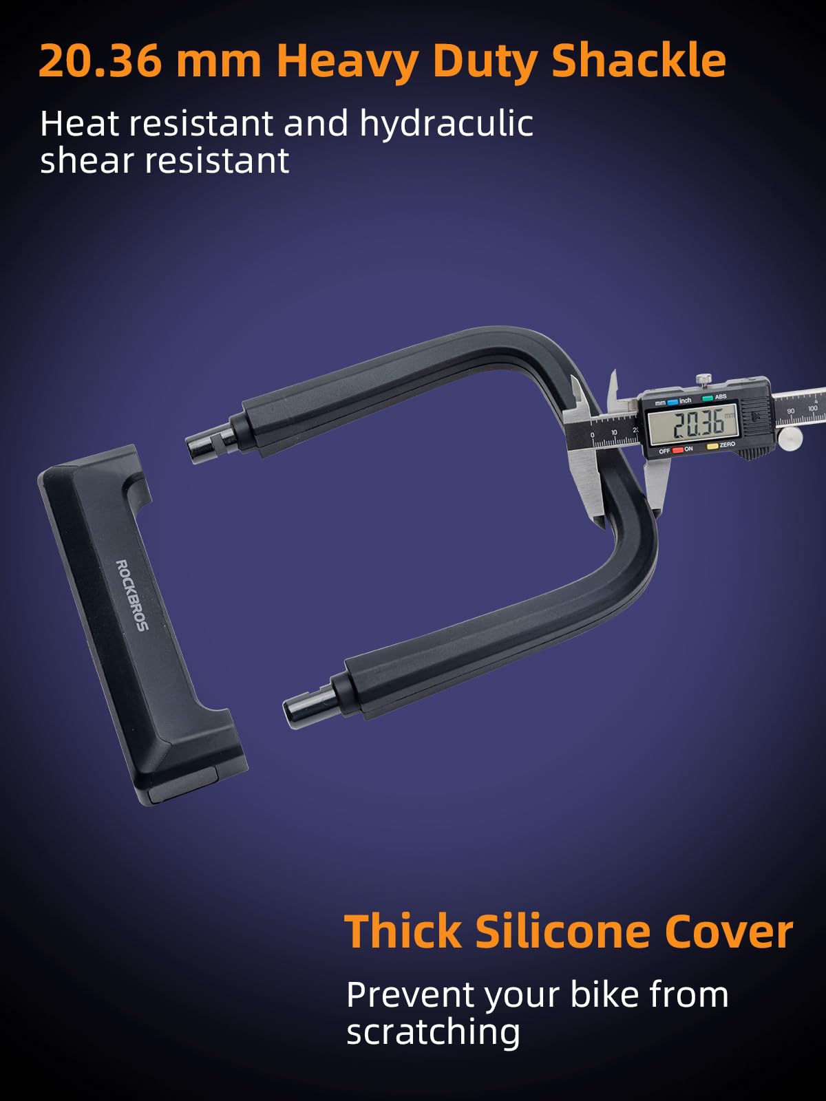 ROCKBROS Bike Lock Set Heavy Duty Bike U Lock with 4 Ft Security Steel Cable
