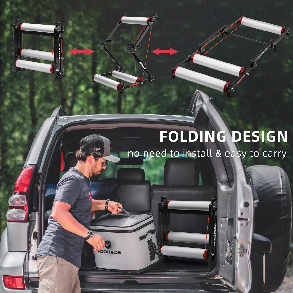 ROCKBROS Bike Rollers Adjustable Bike Trainer  Stand Foldable - ROCKBROS
