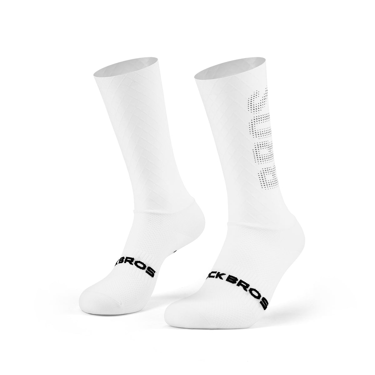 White socks with ROCKBROS LOGO on a white background #color_White Mesh - Silver Label