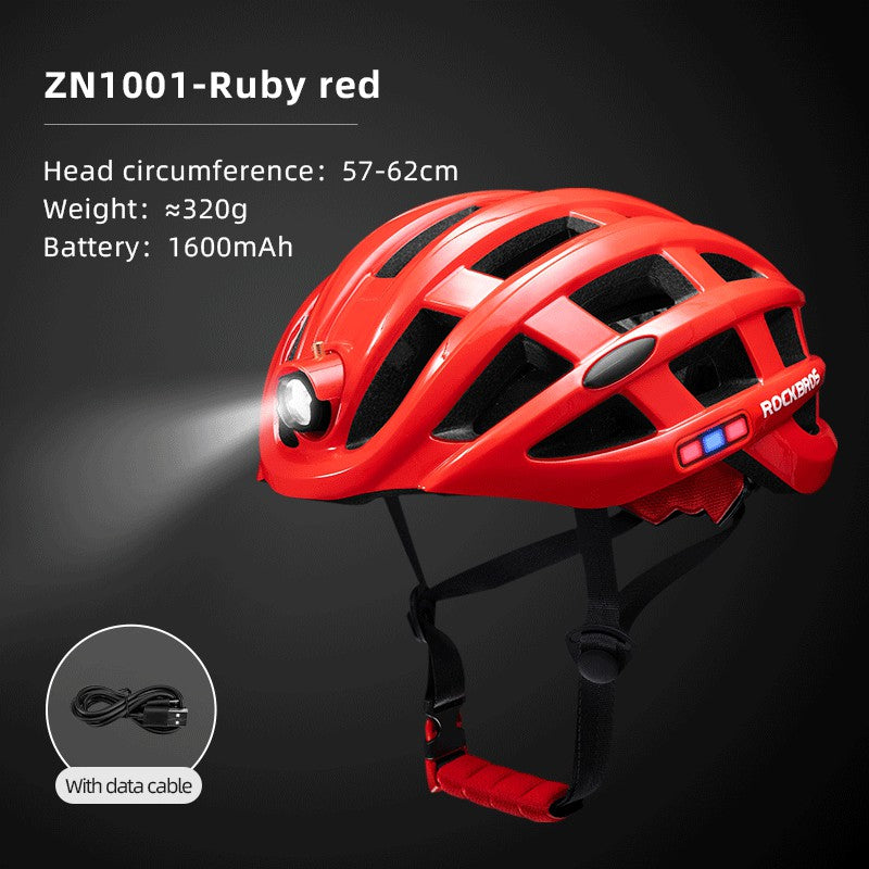 ROCKBROS Cycling Helmet with Adjustable Fit and LED Light#color_red