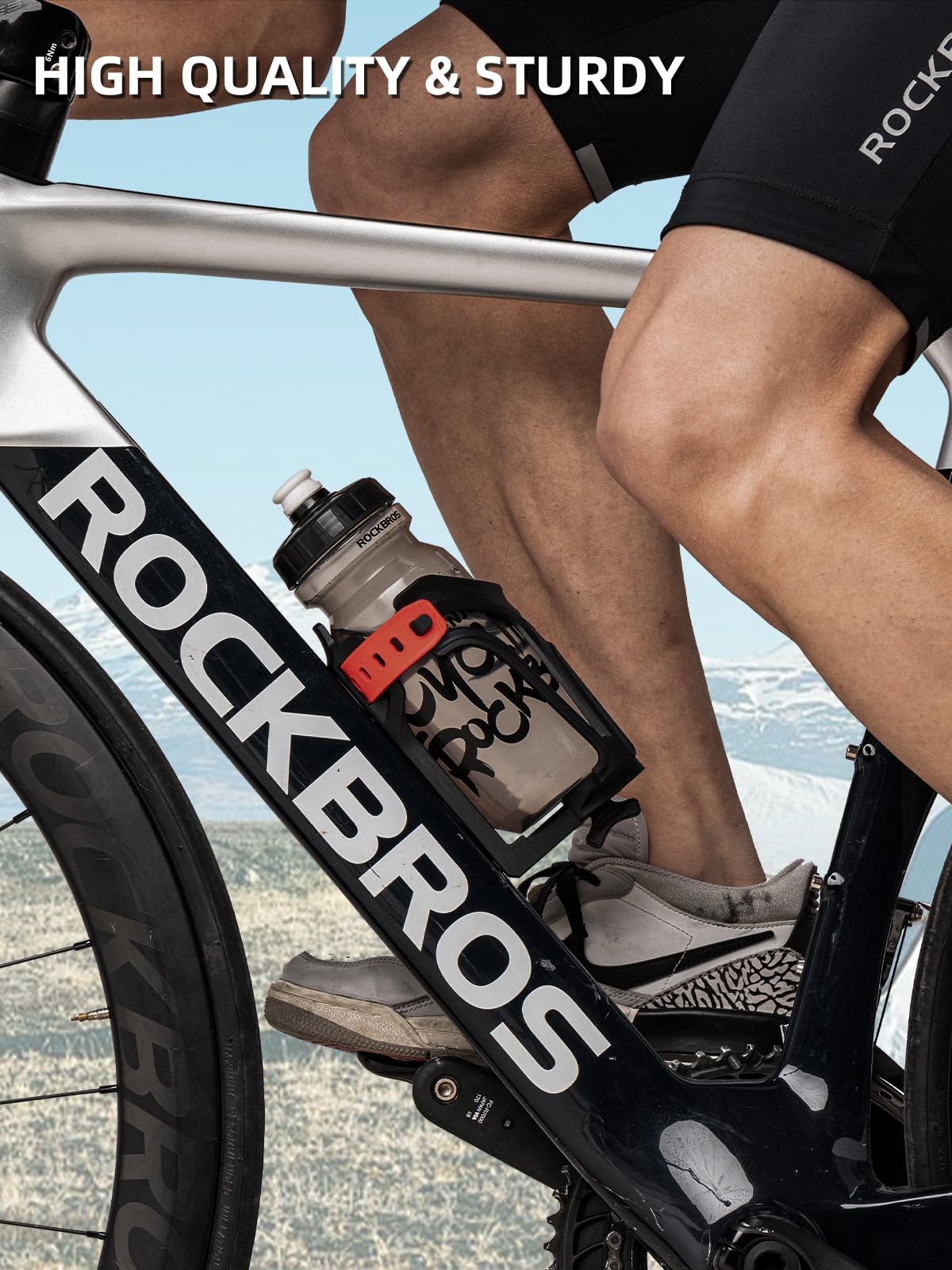 ROCKBROS Adjustable Water Bottle Holder for 2.3-3" Bottles, Bike & Motorcycle Mount