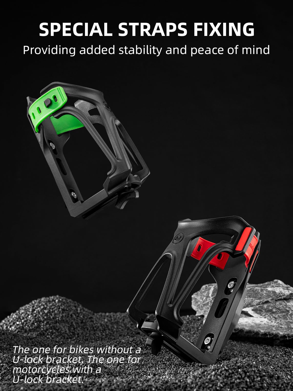 ROCKBROS Adjustable Water Bottle Holder for 2.3-3" Bottles, Bike & Motorcycle Mount