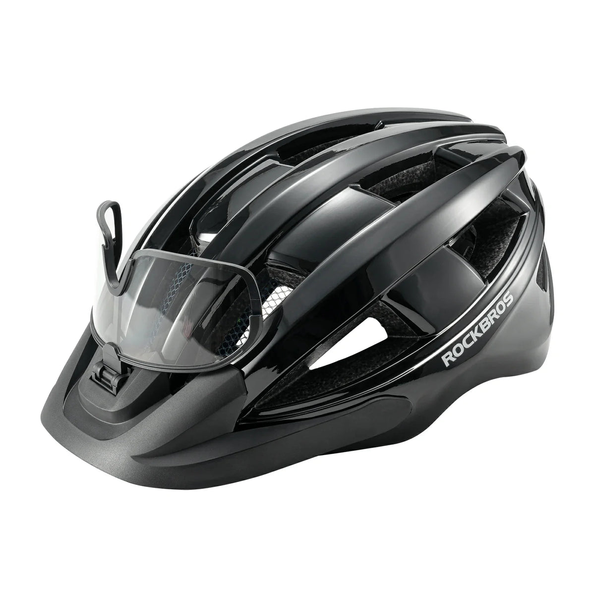 Helmet for cycling with photochromic visor and USB light#Color_Black