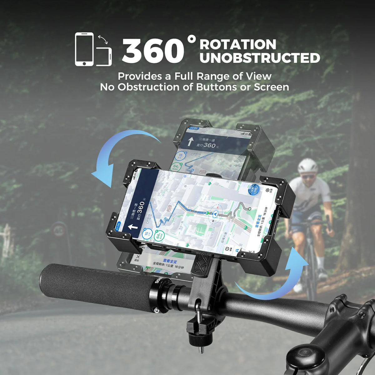 360 degree rotating bike phone holder for iPhone or smartphone
