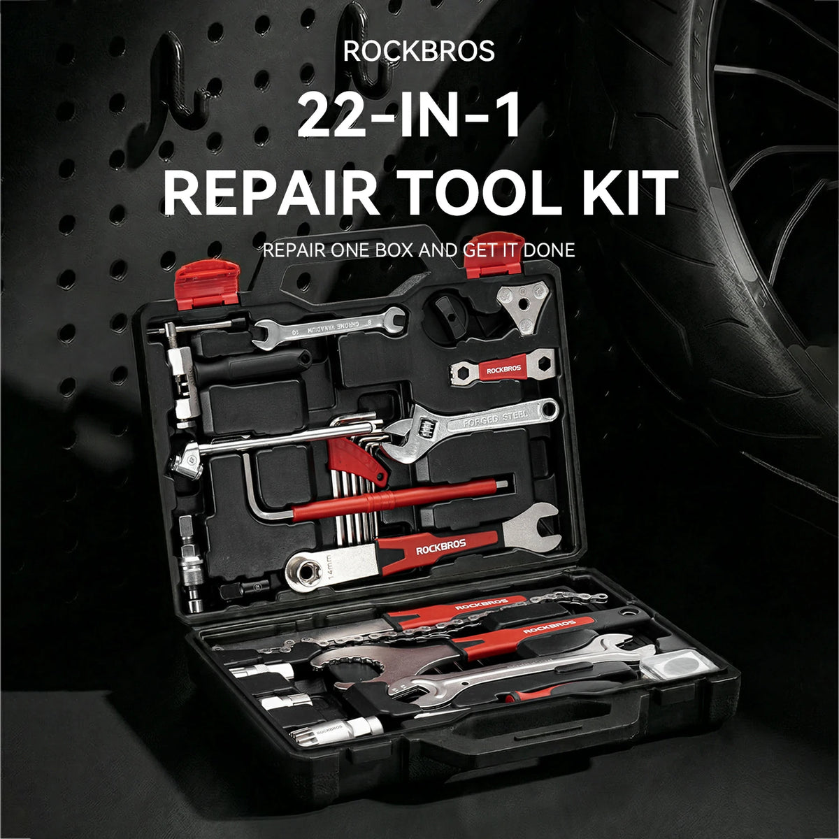 Bicycle tool set organized in compact case