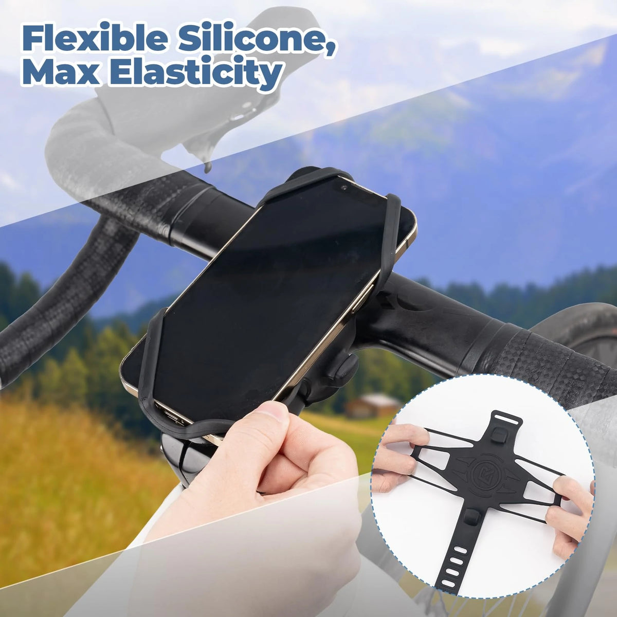 Bike Stem Phone Mount for Mountain & Road Bike 4-7 Inch