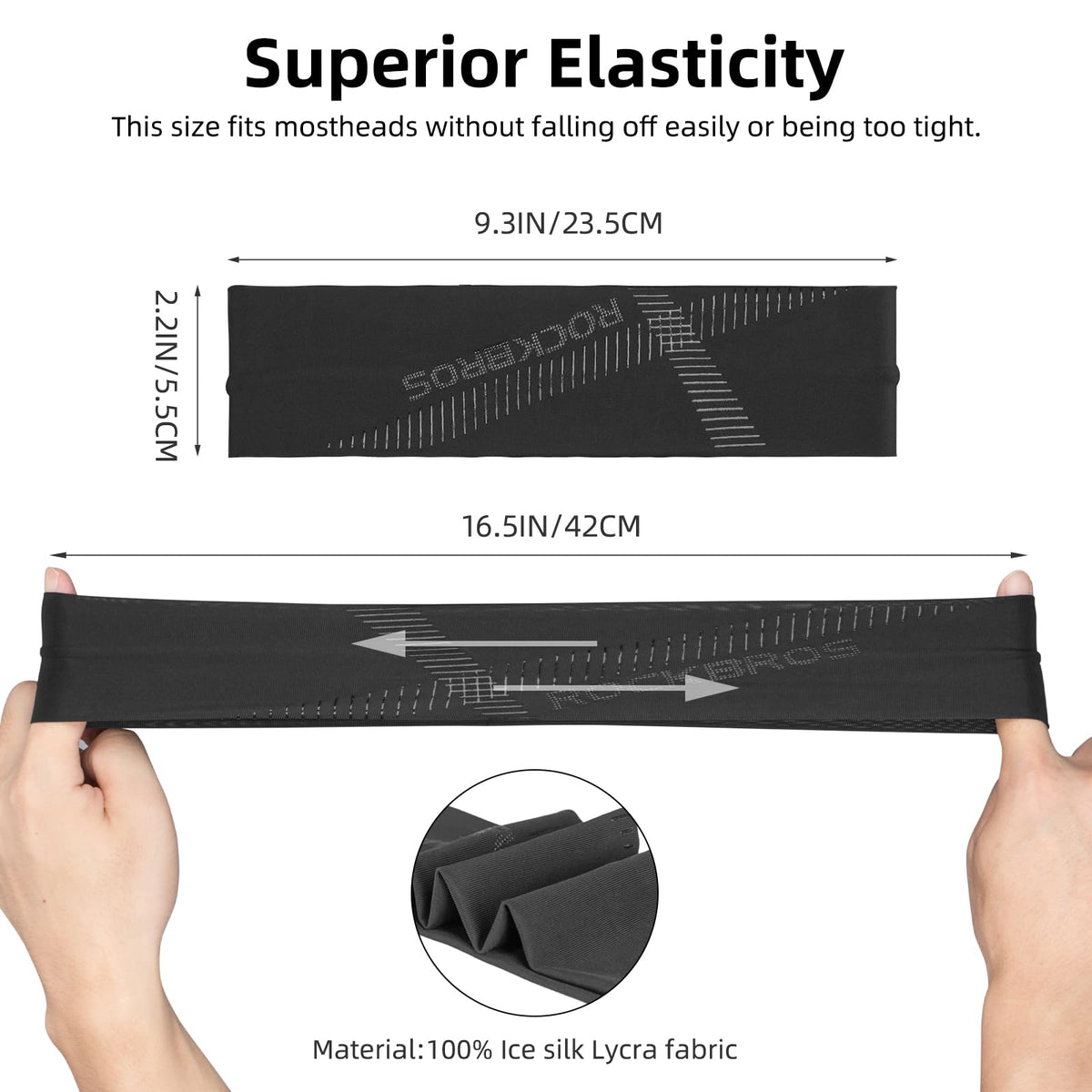 ROCKBROS Elastic Non-Slip Headband for Men Women Soft Sweatband for Running, Yoga Workouts