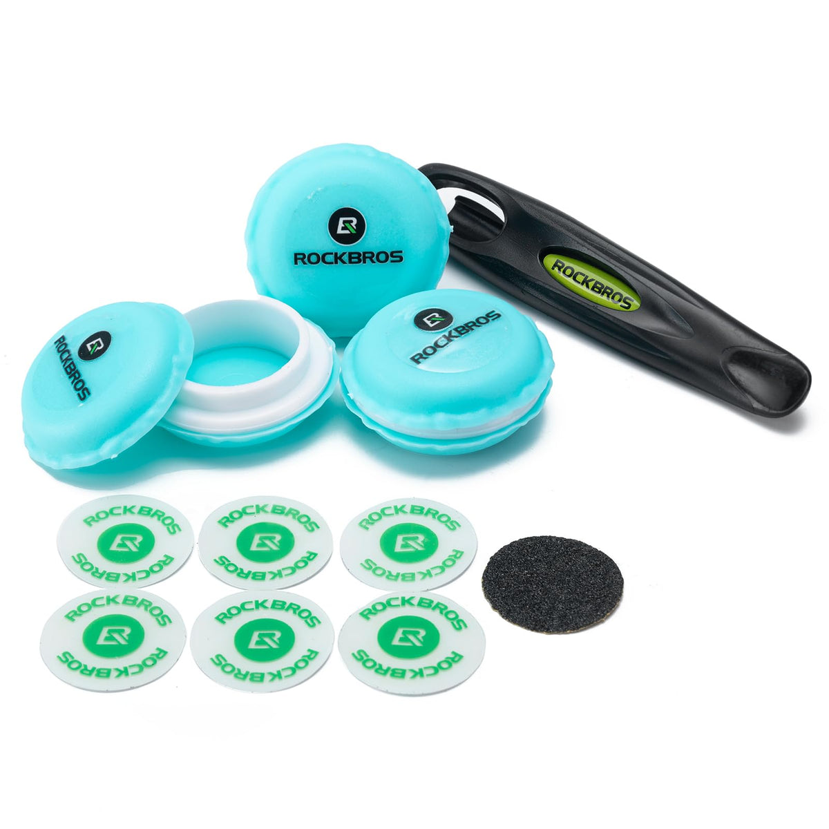 ROCKBROS 18-Pcs Bike Tire Patch Kit, Glueless Tube Repair with Tyre Levers 6-Pack