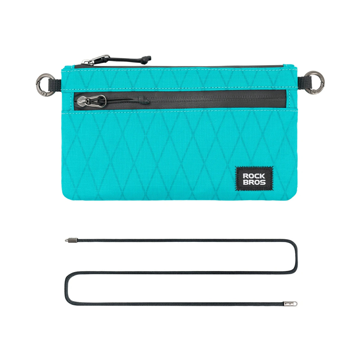 Blue pouch with black zipper and 'Rock Bros' branding on a white background #color_Blue