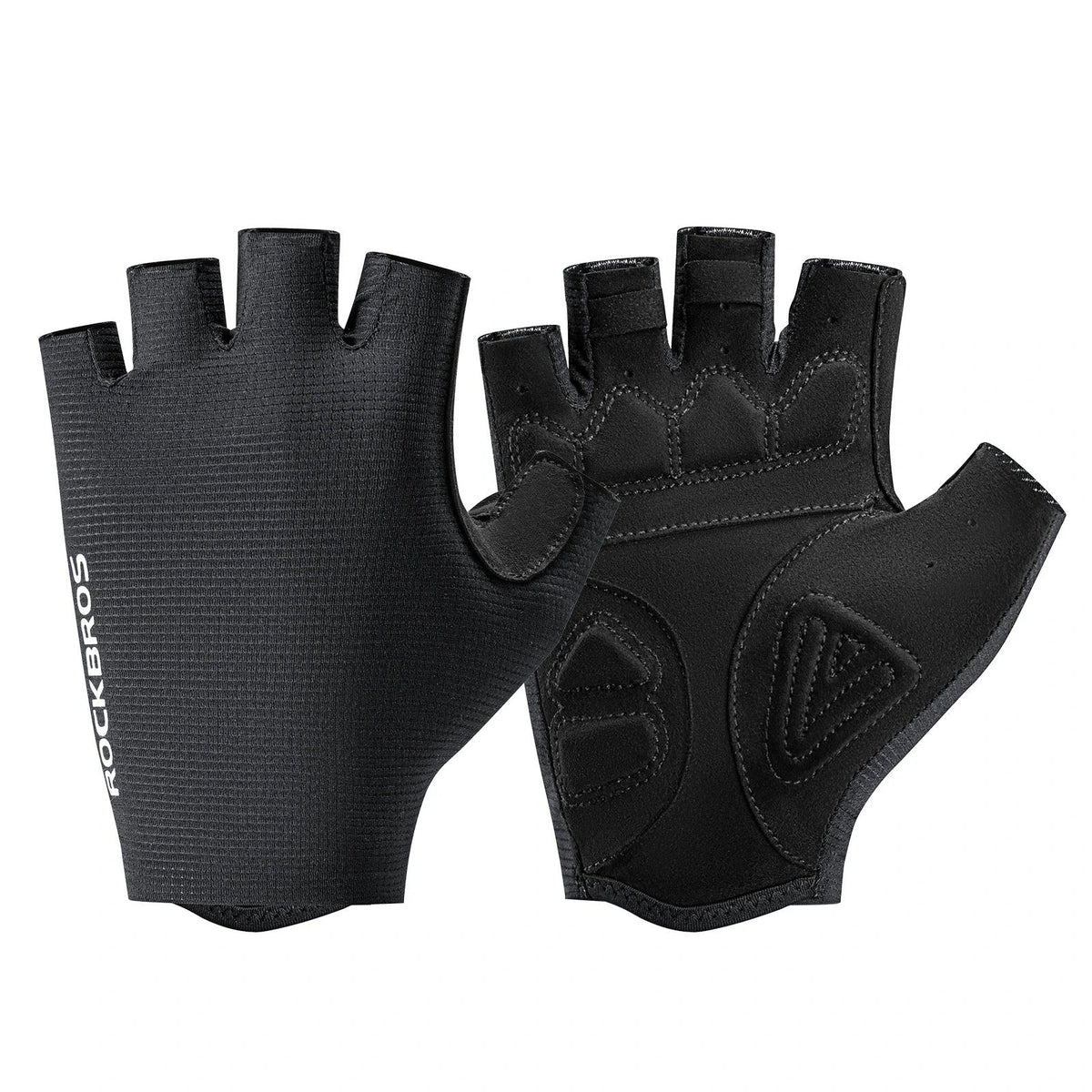 ROCKBROS cycling gloves half finger sbr padded#Color_Black