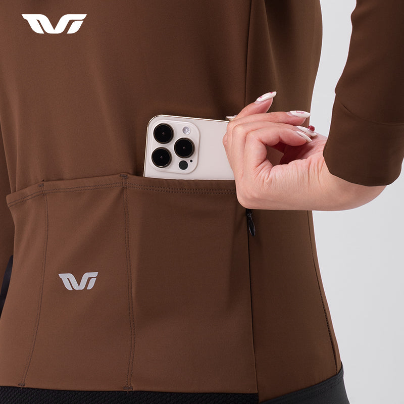 Maillot de ciclismo de lana polar ligero para mujer para temperaturas de 5 a 20 °C