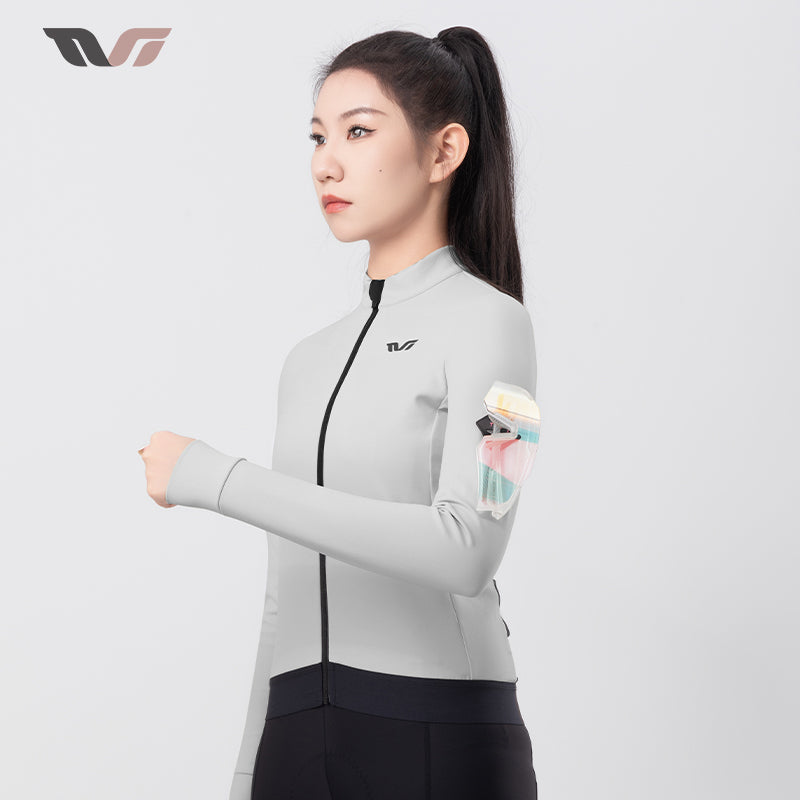 Maillot de ciclismo de lana polar ligero para mujer para temperaturas de 5 a 20 °C