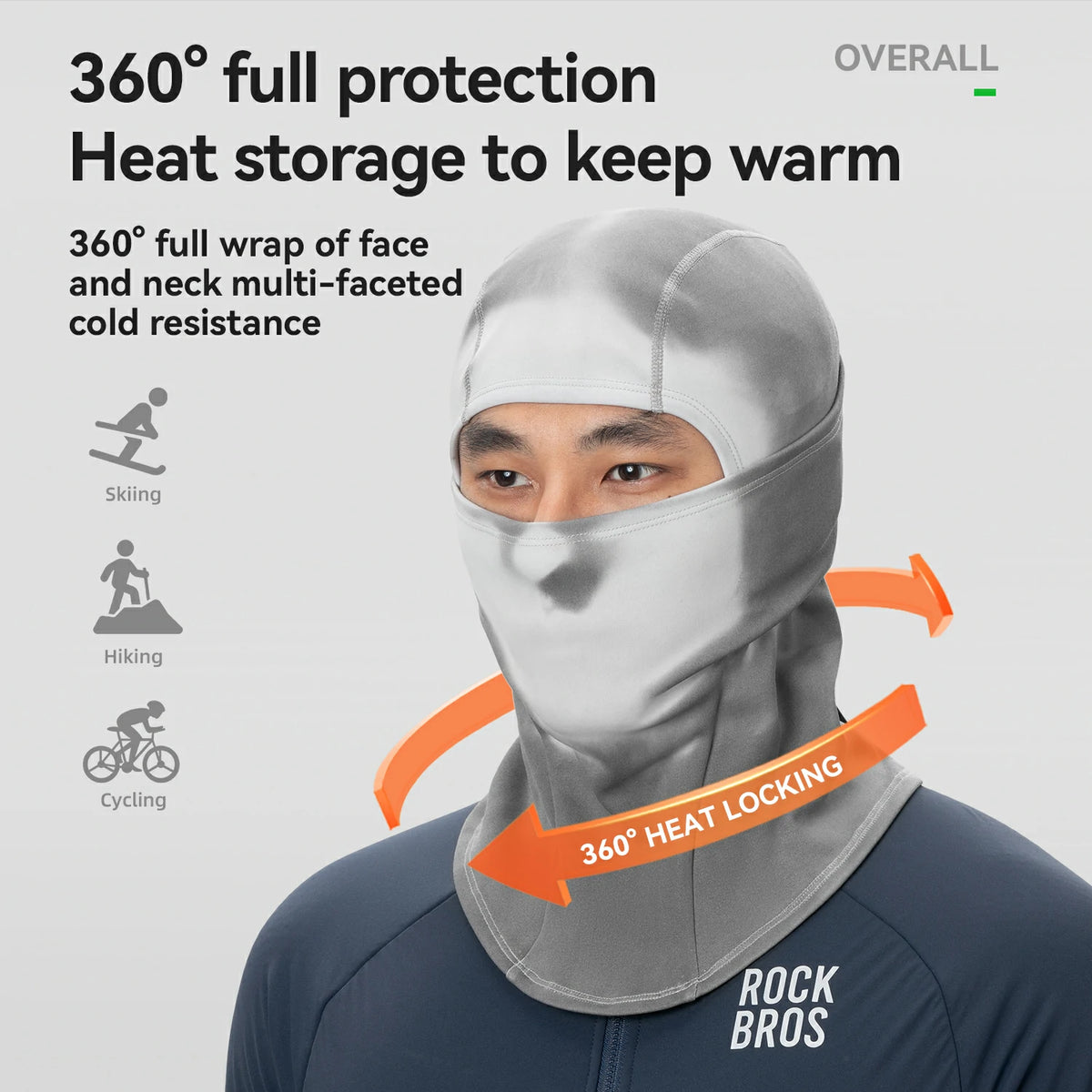 Balaclava polar termocromática transpirable e impermeable