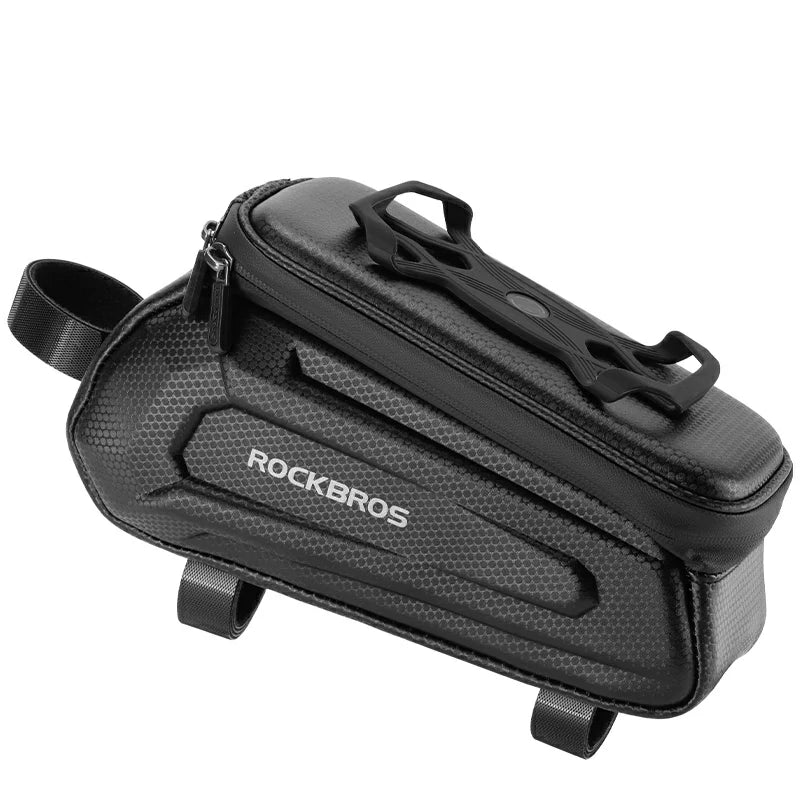 ROCKBROS hardshell bike top tube bag with silicone phone holder