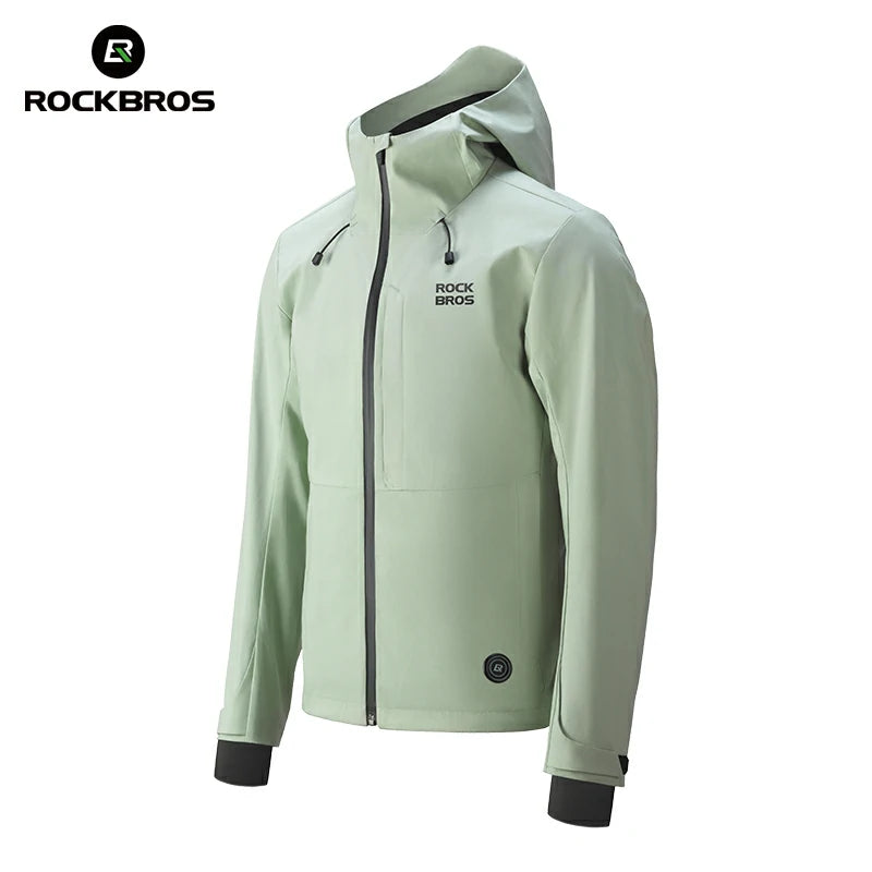 Light green jacket with black accents on a white background, featuring the RockBros brand. #Color_green