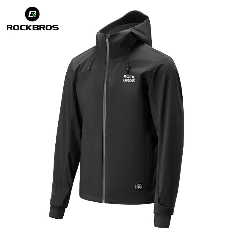 Black hoodie with 'RockBros' branding on a white background #Color_black