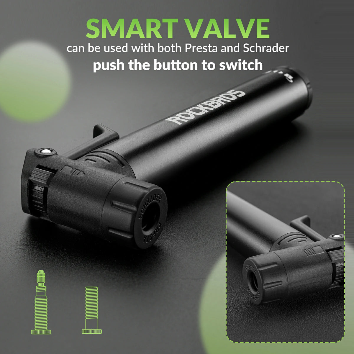 Bike pump with Presta and Schrader valves